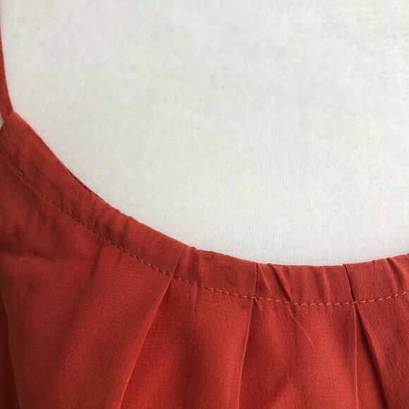 Rory Beca Orange Silk Pleated Tank Top - Picture 3 of 6